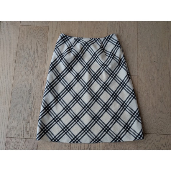 Kate Hill Dresses & Skirts - Kate Hill Wool Skirt Black and Cream Plaid Check Career‎ Fall Winter Women's 6